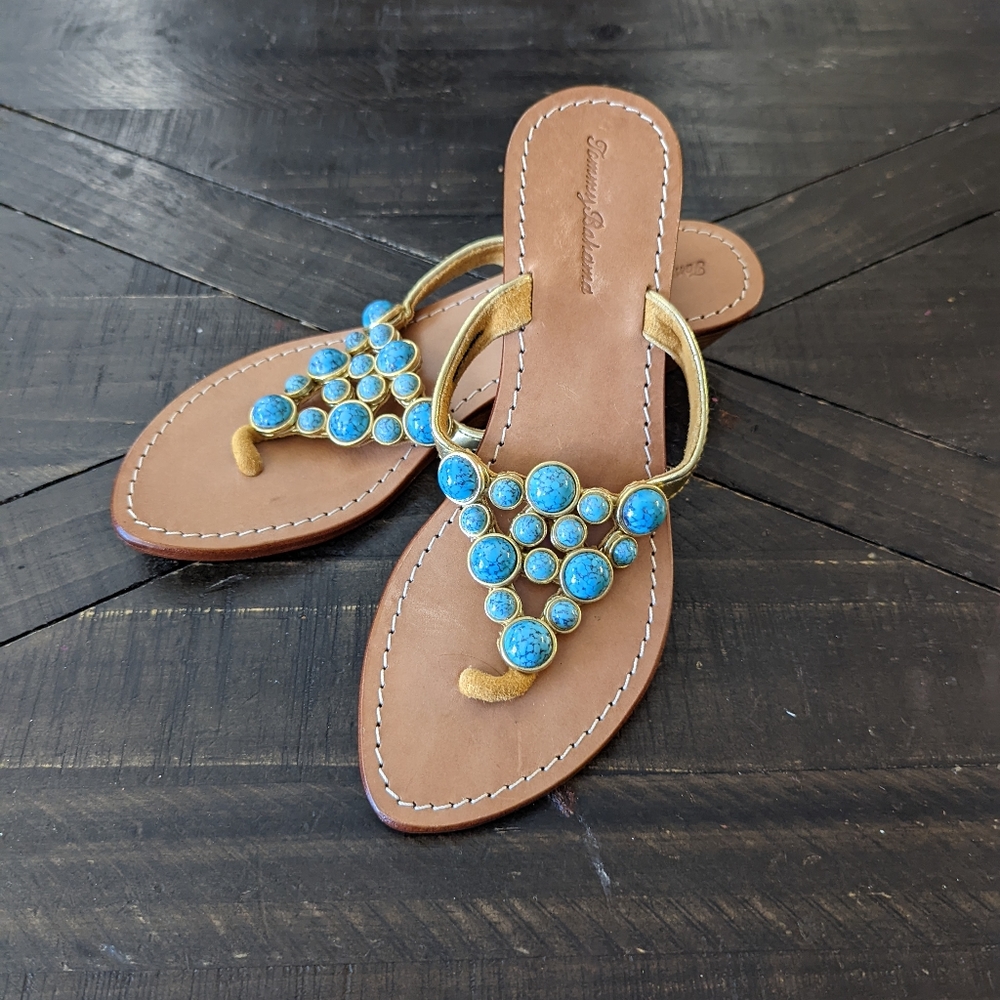 Tommy Bahama wedge sandals with turquoise beads size 10